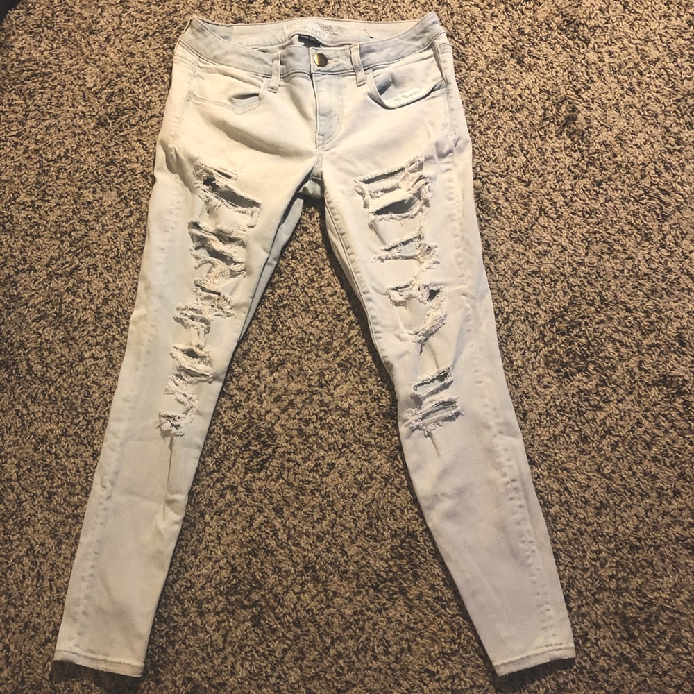 AEO Denim X super low rise distressed jegging